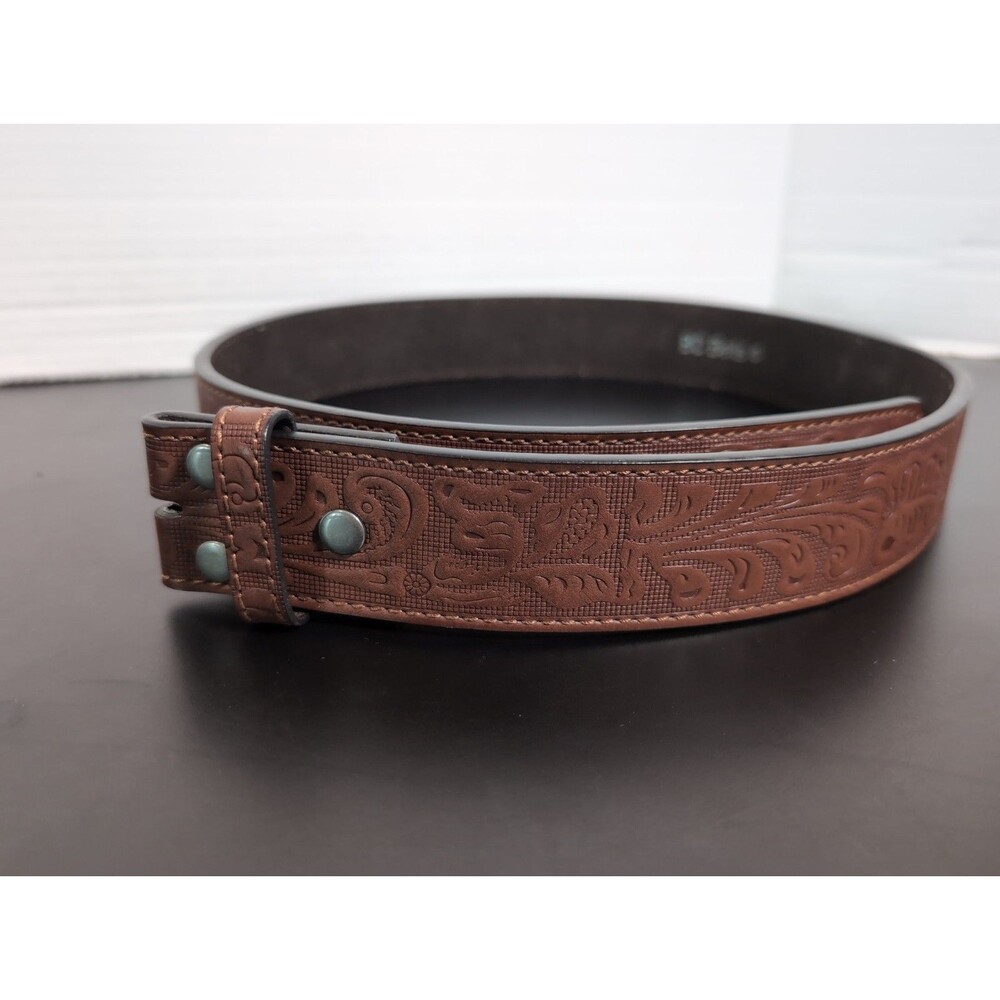 BC Belts Leather Belt with Embossed Western Pattern Small (32-33), Brown NWOT